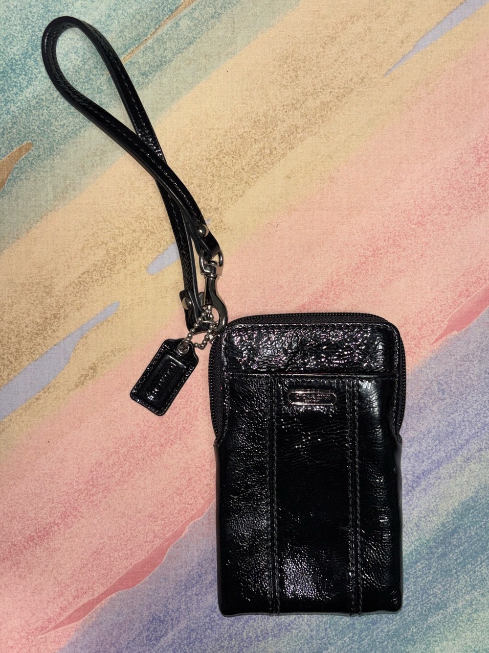 Coach Shimmering Black Wristlet